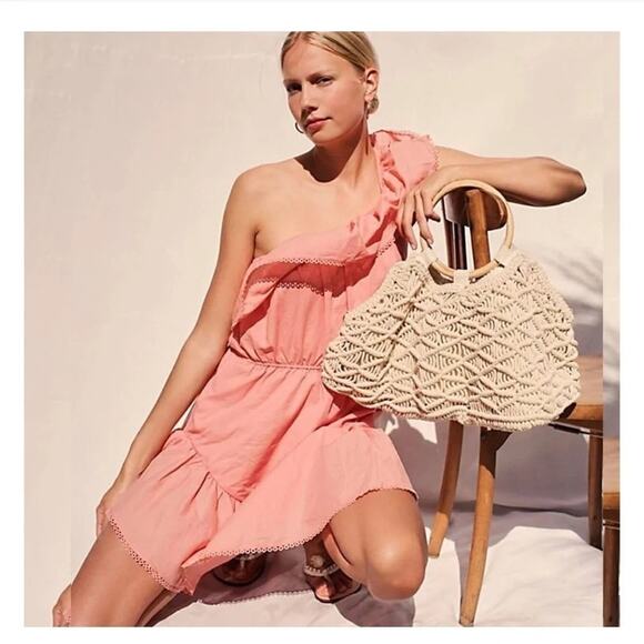 Free People Lovers Lane One-Shoulder Eyelet Minidress Women's Small - Picture 1 of 9